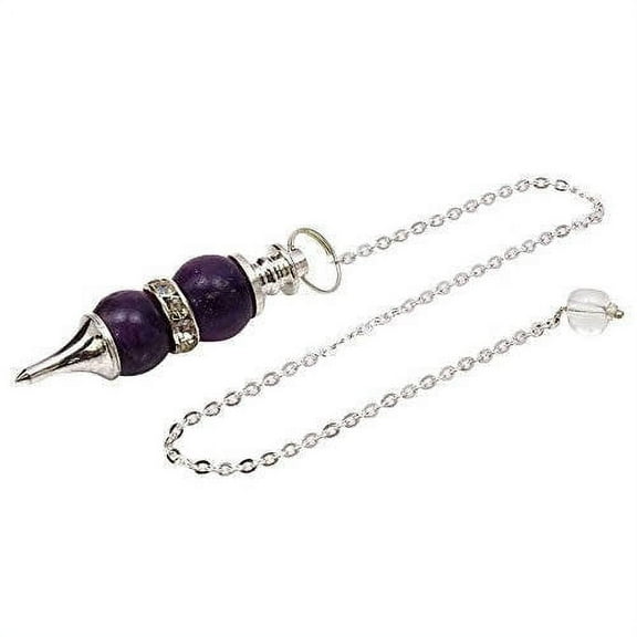 Harmonize Amethyst Double Ball Sphere Pendulum Dowsing Reiki Healing Stone Spiritual Gift