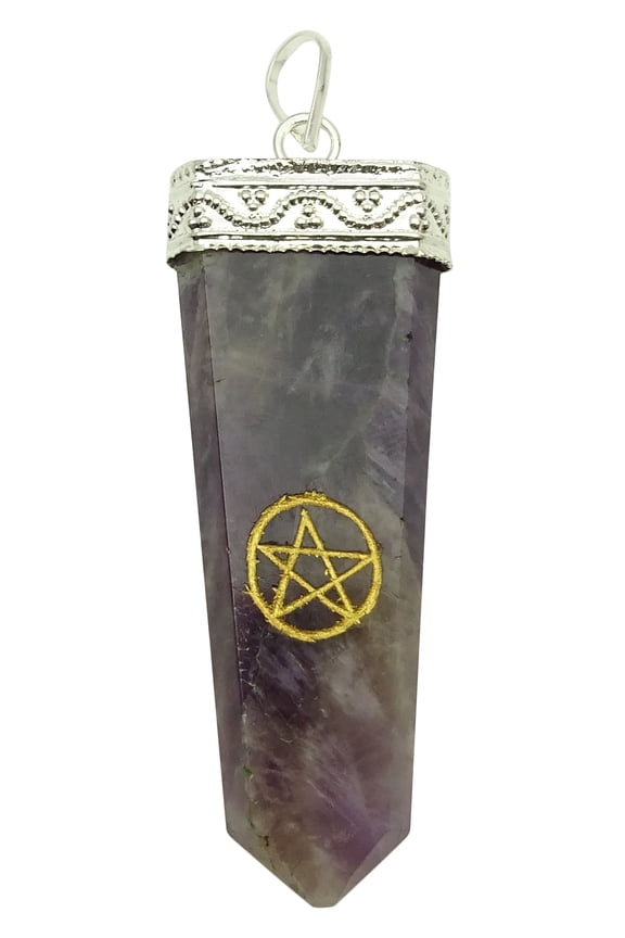 Amethyst Stone Flat Pendant Reiki Healing Crystal Chakra Balancing Therapy Symbol Spiritual Gift