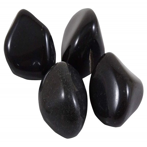 Harmonize Black Agate Stone Tumbled Assorted Size Natural Reiki Healing Stones- 4 Pieces