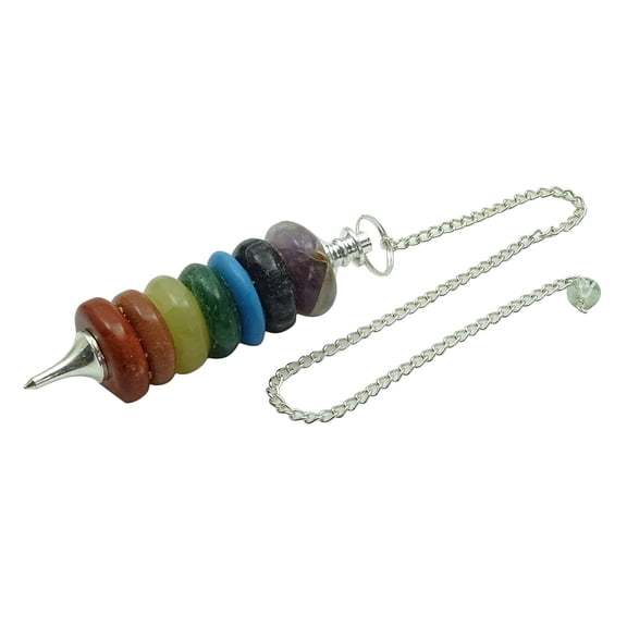Harmonize Multistone 7 Chakra Balancing Therapy Disc Pendulum Reiki Healing Crystal Dowsing Balancing Spiritual Gift