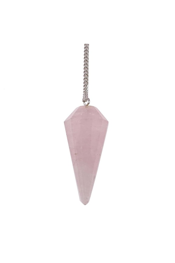Rose Quartz Stone Faceted Cone Pendulum Dowsing Reiki Healing Crystal Gift Gemstones Spiritual