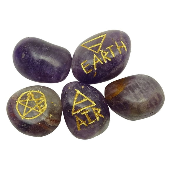 Harmonize Set Of 5 Amethyst Elemental Quarter Reiki Healing Stone Spiritual Energy Generator