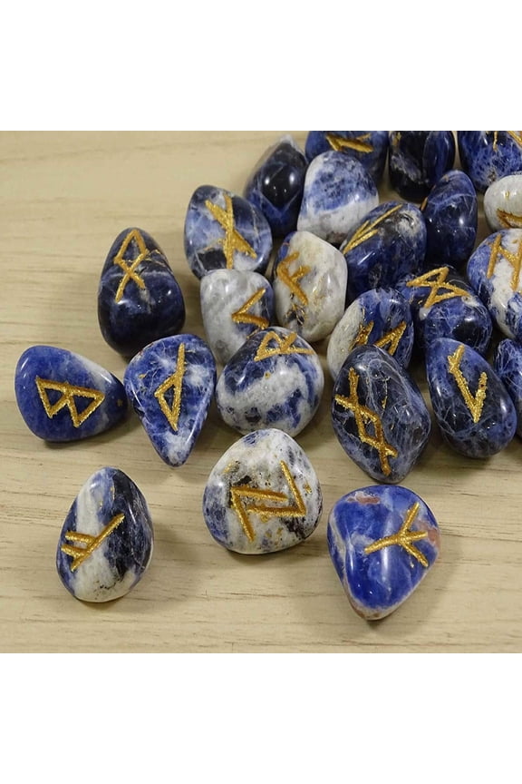Sodalite Stone Tumbled With Rune Alphabet Symbol Reiki Healing Crystal Spiritual Gift