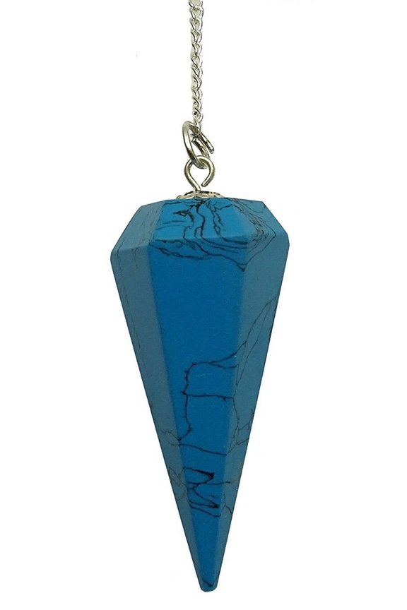 Turquoise 6 Sided Faceted Balancing Dowsing Reiki Healing Crystal Pendulum
