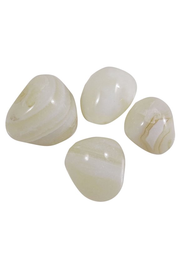 White Banded Agate Tumble Natural Reiki Healing Stones- 4 Pieces
