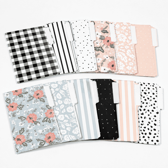 Harmony 12 Pack Decorative File Folders, Letter Size Boho Manila 3-Tab