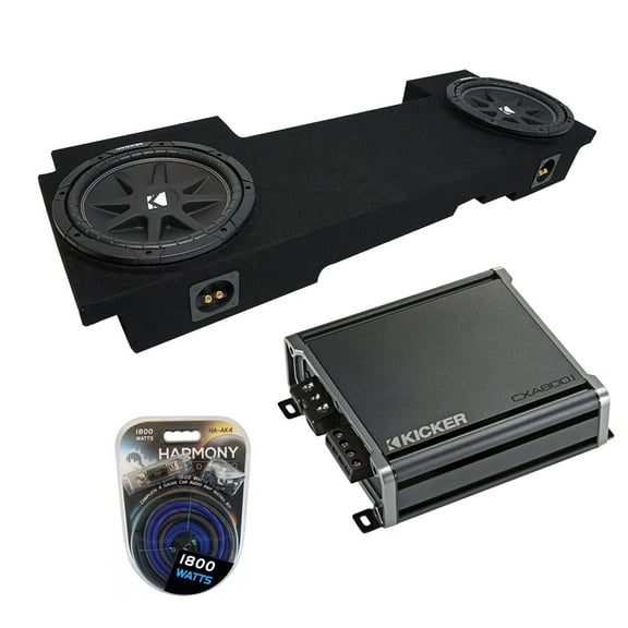 02-13 Chevy Silverado HD Crew Truck Kicker Comp C12 Dual 12" Sub Box CXA8001 Amp