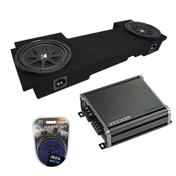 02-13 Chevy Silverado HD Crew Truck Kicker Comp C12 Dual 12" Sub Box CXA8001 Amp
