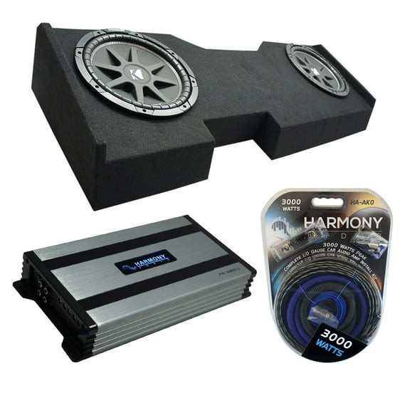 14 - 18 Chevy Silverado Crew Cab Kicker Comp C12 Dual 12" Sub Box HA-A800.1 Amp