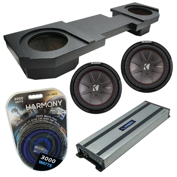Harmony Accessory Master Kicker CompR Dual 10" Rhino Coated Sub Box for Dodge Ram 2002-2018