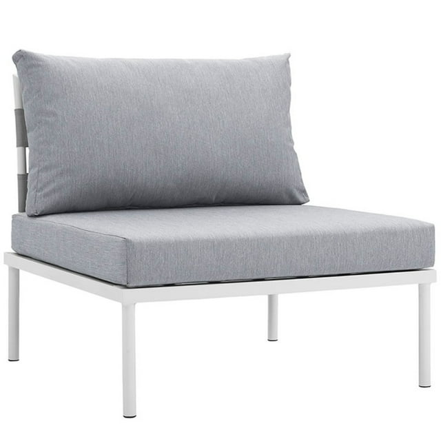 Harmony Armless Outdoor Patio Aluminum Chair White Gray