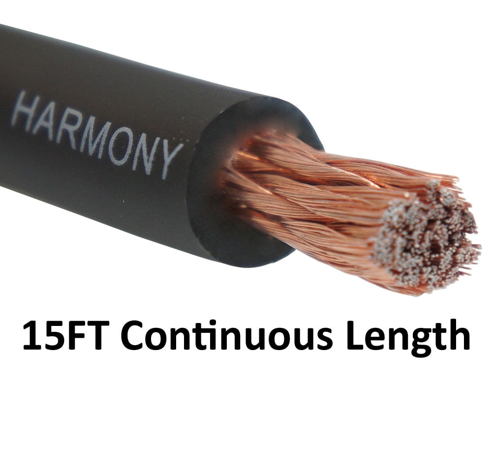 Harmony Audio 1/0 0 Gauge Car Stereo Matte Black Power Cable Amp Wire - 15 FT