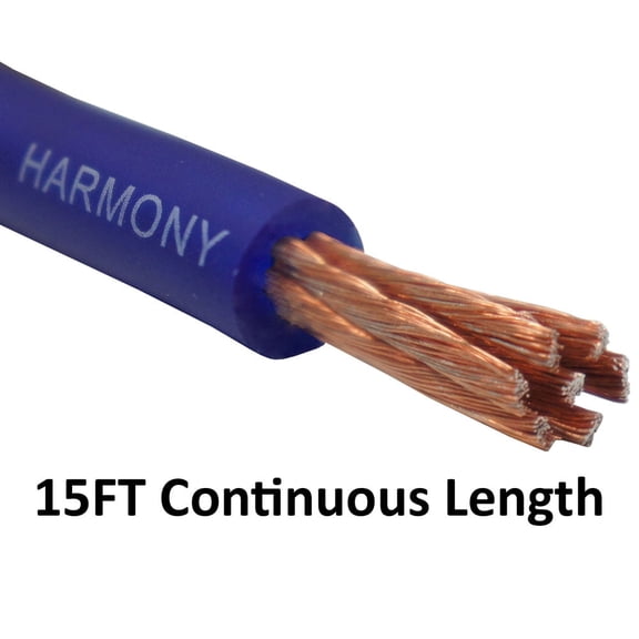 Harmony Audio 4 Gauge 4GA Car Stereo Matte Blue Power Cable Amp Wire - 15 FT