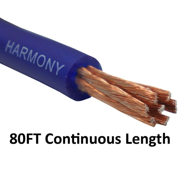 Harmony Audio 4 Gauge 4GA Car Stereo Matte Blue Power Cable Amp Wire - 80 FT