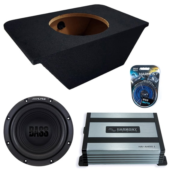 Harmony Audio Alpine fits 00-09 Honda S00 Trunk W12S4 Single 12" Subwoofer 250W Sealed Sub Box | HA-A400.1 Amplifier, 8GA Amp Kit
