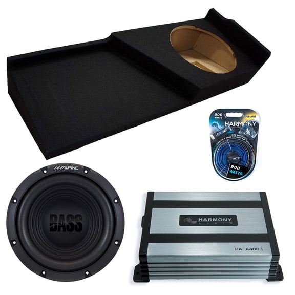 Harmony Audio Alpine fits 07-13 Chevy Silverado 1500 Ext Cab Truck W12S4 Single 12" Subwoofer 250W Sealed Sub Box | HA-A400.1 Amplifier, 8GA Amp Kit