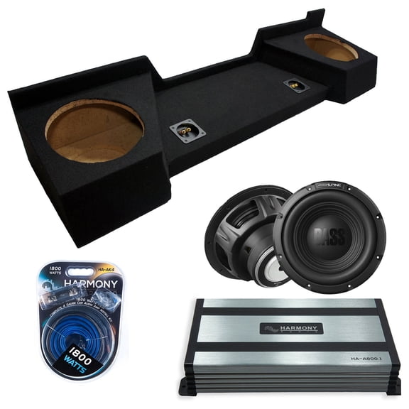 Harmony Audio Alpine fits 07-13 Chevy Silverado Cab W10S4 Dual 10" Subwoofer 500W Sealed Sub Box | HA-A800.1 Amplifier, 4GA Amp Kit