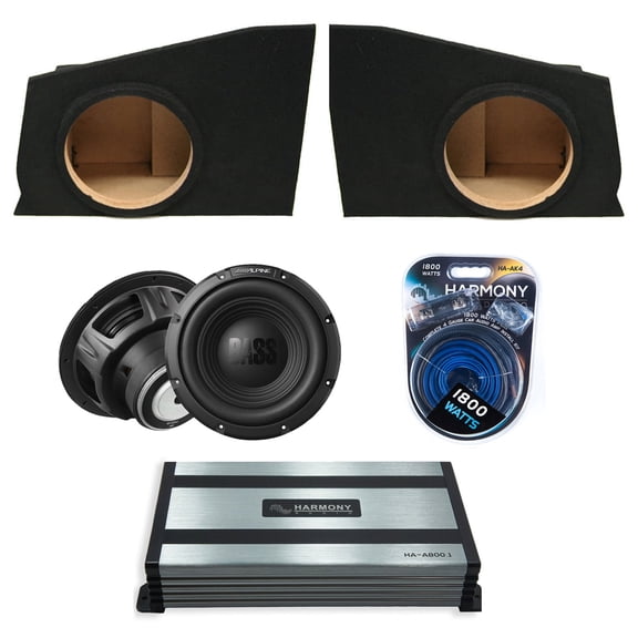 Harmony Audio Alpine fits 10-13 Chevy Coupe W10S4 Dual 10" Subwoofer 500W Sealed Sub Box | HA-A800.1 Amplifier, 4GA Amp Kit
