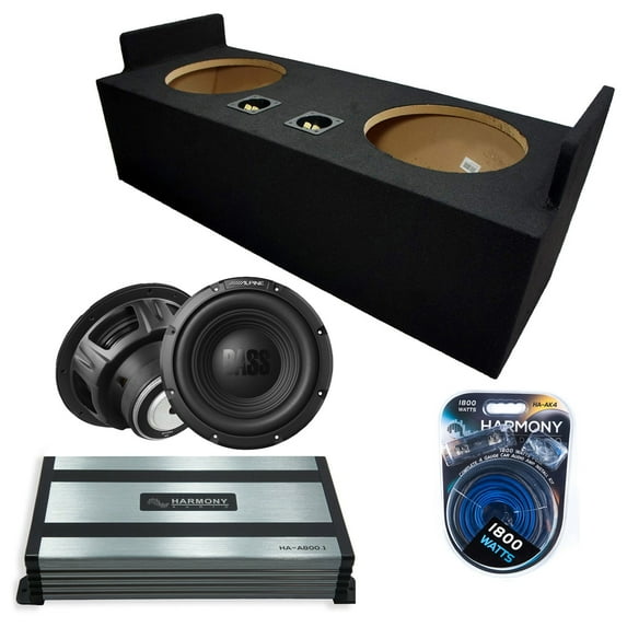 Harmony Audio Alpine fits 82-04 Chevy S-10 Ext Cab W12S4 Dual 12" Subwoofer 500W Sealed Sub Box | HA-A800.1 Amplifier, 4GA Amp Kit
