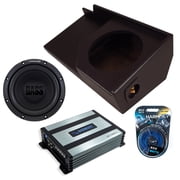 Harmony Audio Alpine fits 88-98 Chevy C/K Ext W10S4 Single 10" Subwoofer 250W Sealed Sub Box Rhino Coated | HA-A400.1 Amplifier, 8GA Amp Kit