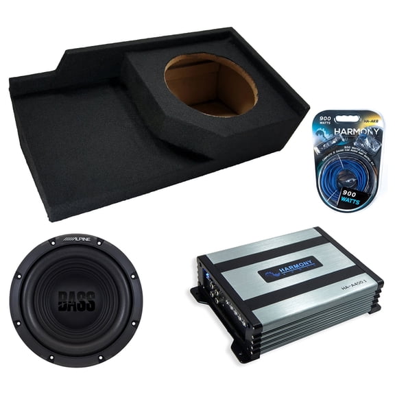 Harmony Audio Alpine fits 88-98 Chevy CK Ext Cab W12S4 Single 12" Subwoofer 250W Sealed Sub Box | HA-A400.1 Amplifier, 8GA Amp Kit
