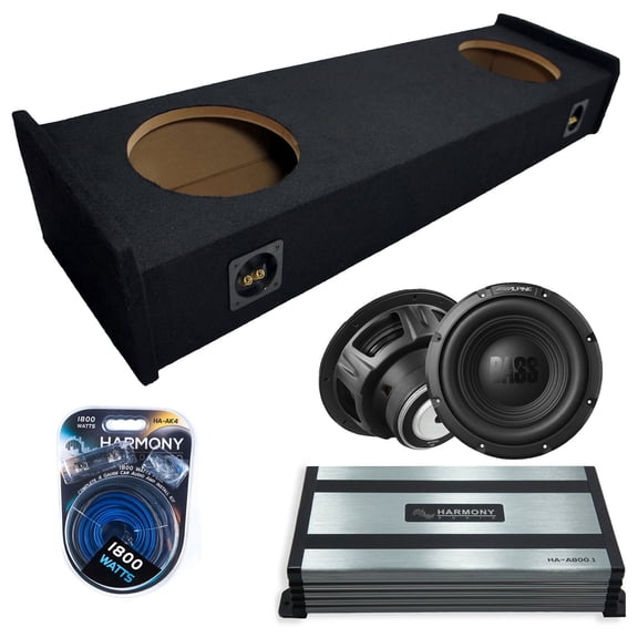 Harmony Audio Alpine fits 97-99 Ford F-150 Ext Cab W10S4 Dual 10" Subwoofer 500W Sealed Sub Box | HA-A800.1 Amplifier, 4GA Amp Kit