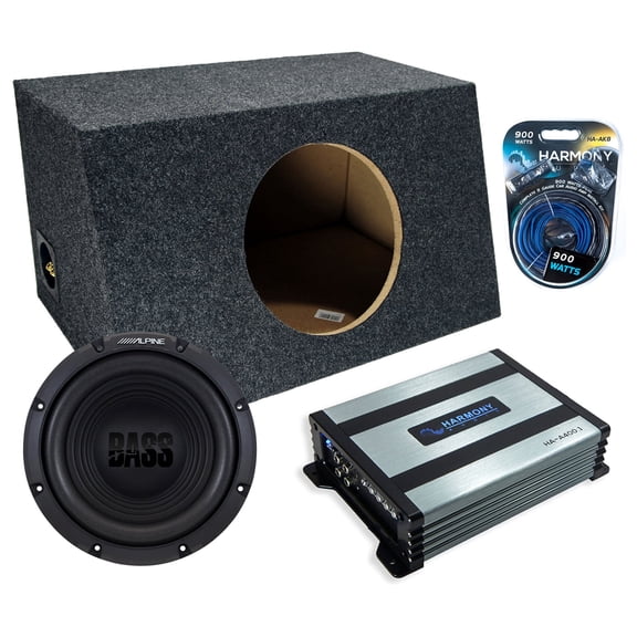 Harmony Audio Alpine fits Hatchback W10S4 Single 10" Subwoofer 250W Sealed Sub Box | HA-A400.1 Amplifier, 8GA Amp Kit