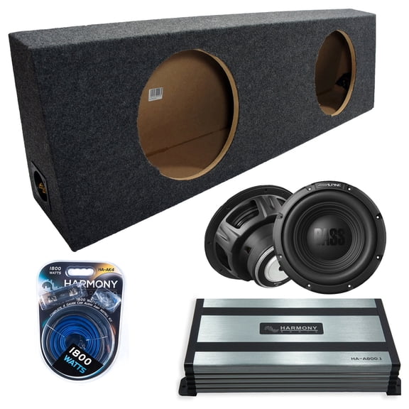 Harmony Audio Alpine fits Regular Standard Cab W12S4 Dual 12" Subwoofer 500W Sealed Sub Box | HA-A800.1 Amplifier, 4GA Amp Kit