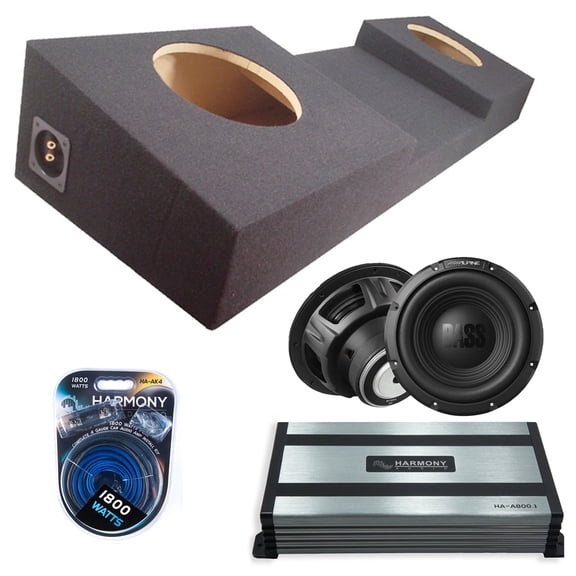 Harmony Audio Alpine fits Truck Box w/ Console W12S4 Dual 12" Subwoofer 500W Sealed Sub Box | HA-A800.1 Amplifier, 4GA Amp Kit