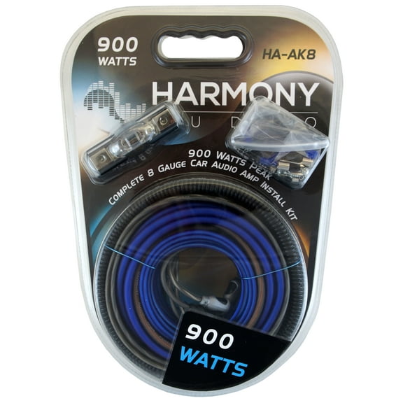 Harmony Audio HA-AK8 Car Stereo 8 Gauge 900W Amp Amplifier Install Kit - Nickel