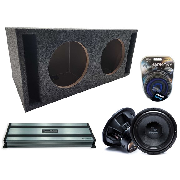 Harmony Audio HA-C122 Competition Dual 12" Sub 2200W Vented Sub Box & HA-A1500.1