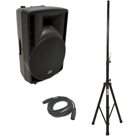 Harmony Audio HA-C12A Pro DJ 12" Powered 800W PA Speaker XLR Cable & Stand New