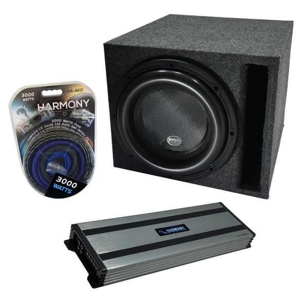 Harmony Audio HA-ML121 Loaded 12" Sub 3000W Slot Vented SPL Sub Box & HA-A1500.1