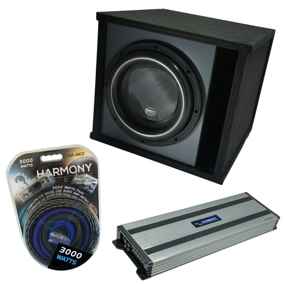 Harmony Audio HA-ML151 Loaded 15" Sub 3200W Ported SPL Sub Box & HA-A1500.1 Amp