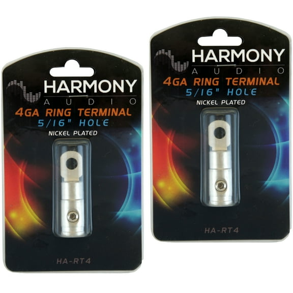 Harmony Audio HA-RT4 Car Stereo Power/Ground 4 Gauge 5/16" Ring Terminal Pair