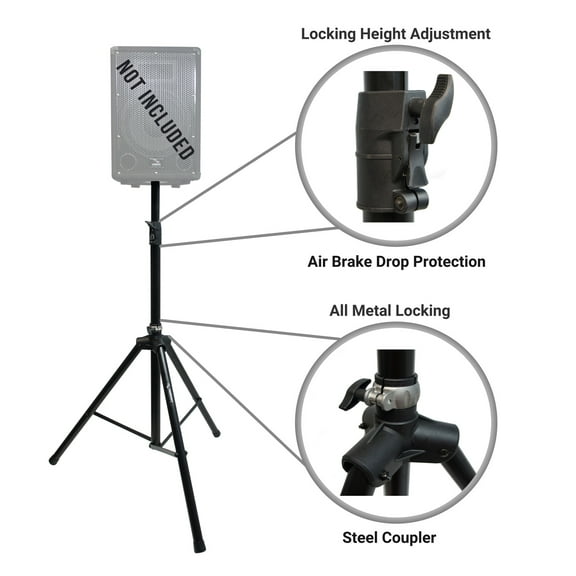 Harmony Audio HA-SSA Pro DJ Tripod Speaker Stand Push Button Air Brake Lowering