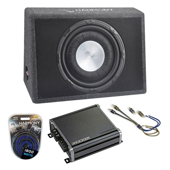 Harmony Audio Single 12" Loaded Sub Box Sealed Truck Enclosure & CXA800.1 Amp