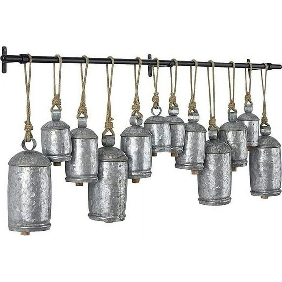 Harmony Bells Set of 12,Decorative Cow Bell with Jute Hanging Rope Christmas and Home Deoration Bells