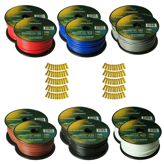 Harmony Car Primary 12 Gauge Power or Ground Wire 1200 Feet 12 Rolls Multi Color