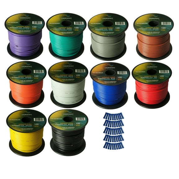 Harmony Car Primary 16 Gauge Power or Ground Wire 1000 Feet 10 Rolls Multi Color
