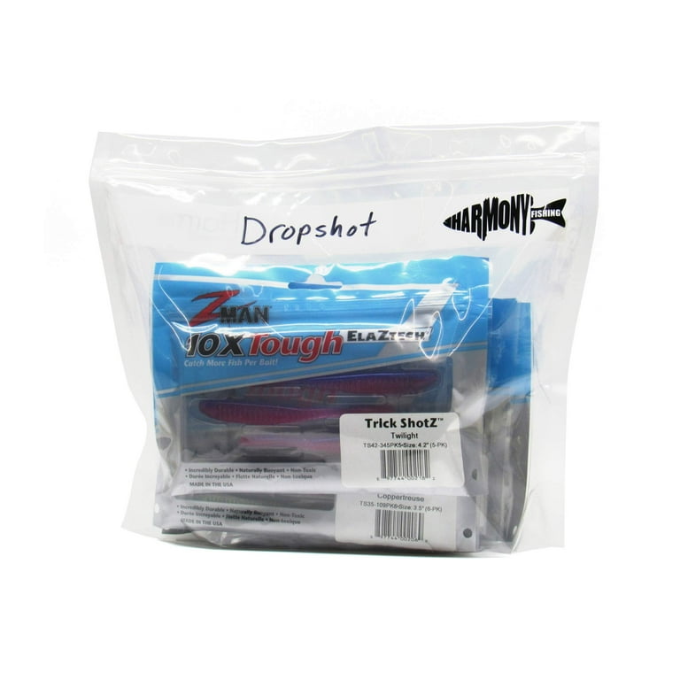 Harmony Fishing Bait Bags 10 Pack - Durable Clear Storage Bags for Soft Plastic Baits and Fishing Tackle