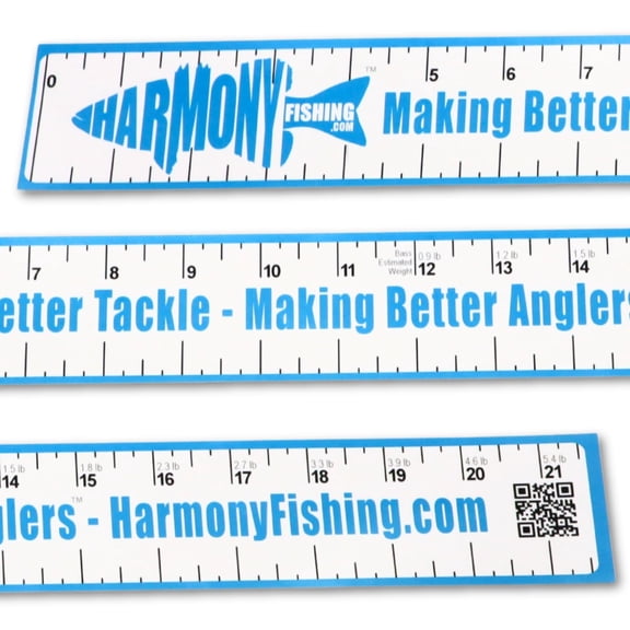 Harmony Fishing - Pro-Series 21" Bass Fishing Ruler Decal with Weight Estimator 3 pack