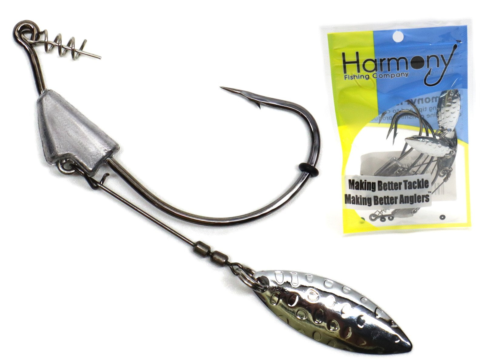 20 Custom 3/8 Oz Bass Fishing Jigs – Under Spin With #3 Willow Leaf Blade, 4/0 Hook, White - View #2