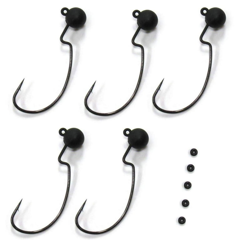 Harmony Fishing - Tungsten Offset Weedless Ned Rig Jigheads 5 Pack 1/16oz 5  Pack 
