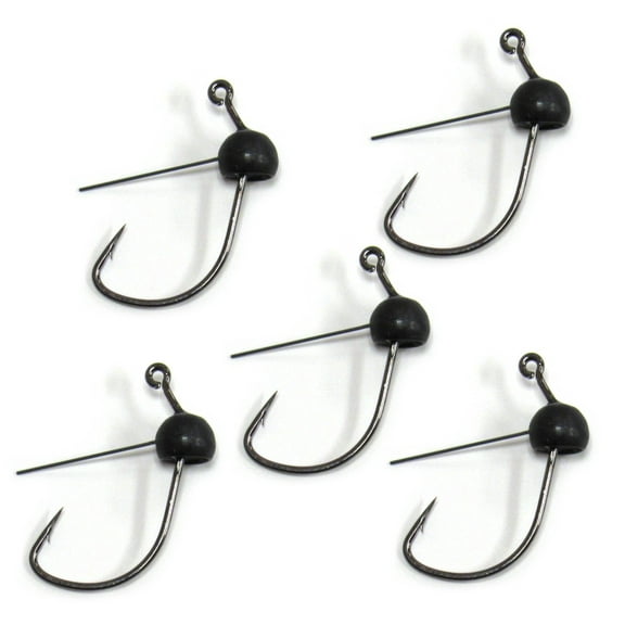 Harmony Fishing - Tungsten Weedless Wacky Jigheads 5 Pack, Black [Finesse jig Heads for Wacky Worms/senkos] 1/4 oz 5 Pack