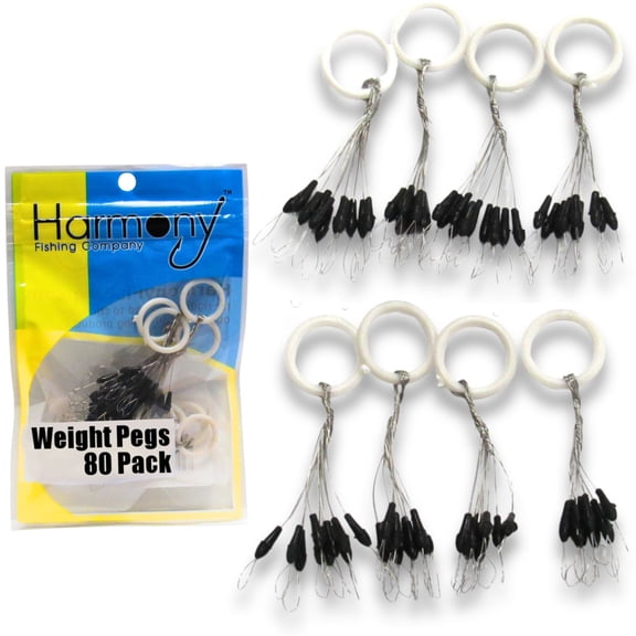 Harmony Fishing - Weight Pegs for Lead or Tungsten Worm/Flipping Weights (8 Pack = 80 Pegs)