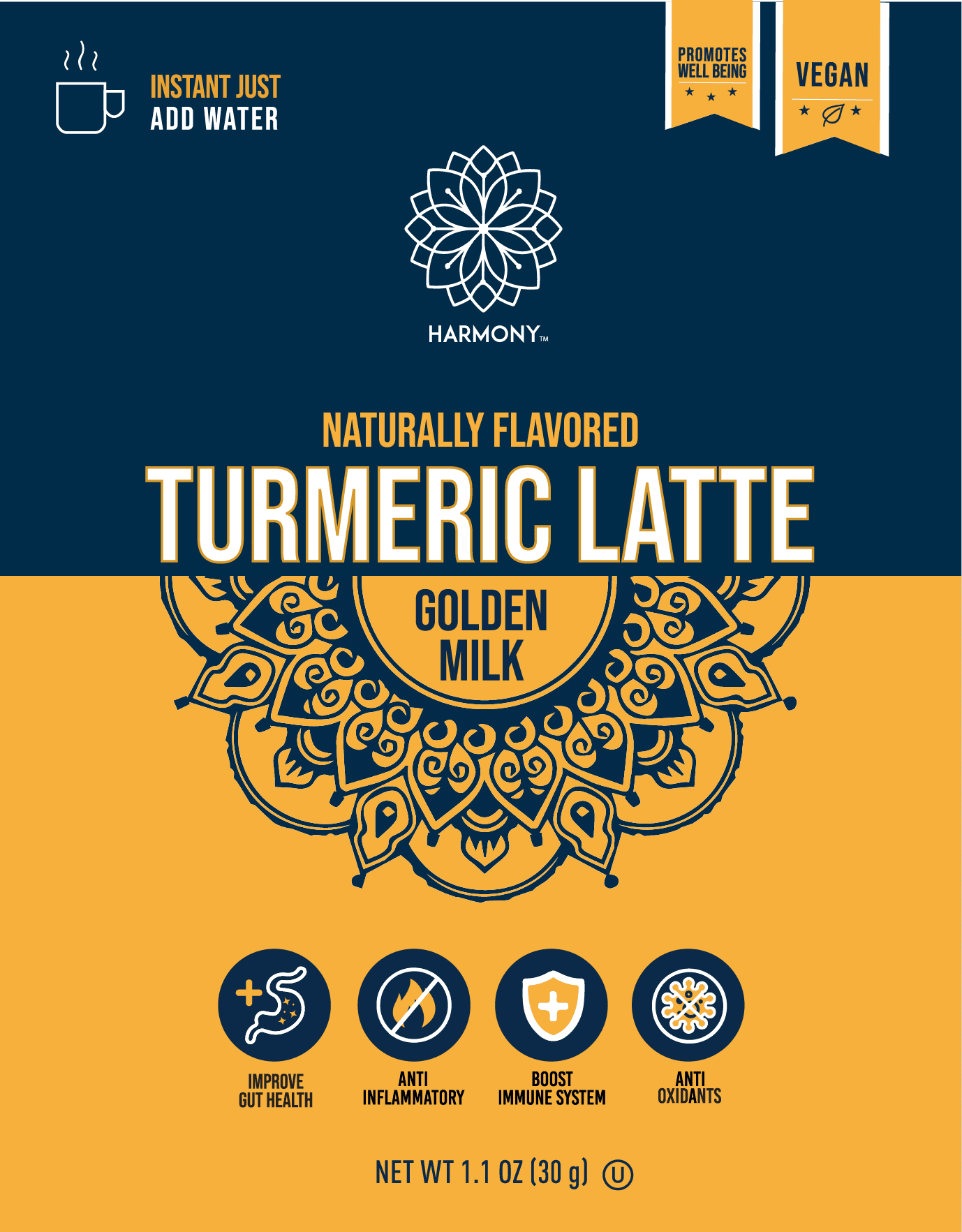 Harmony Golden Milk Turmeric Latte Mix, (1.1 oz. packet)