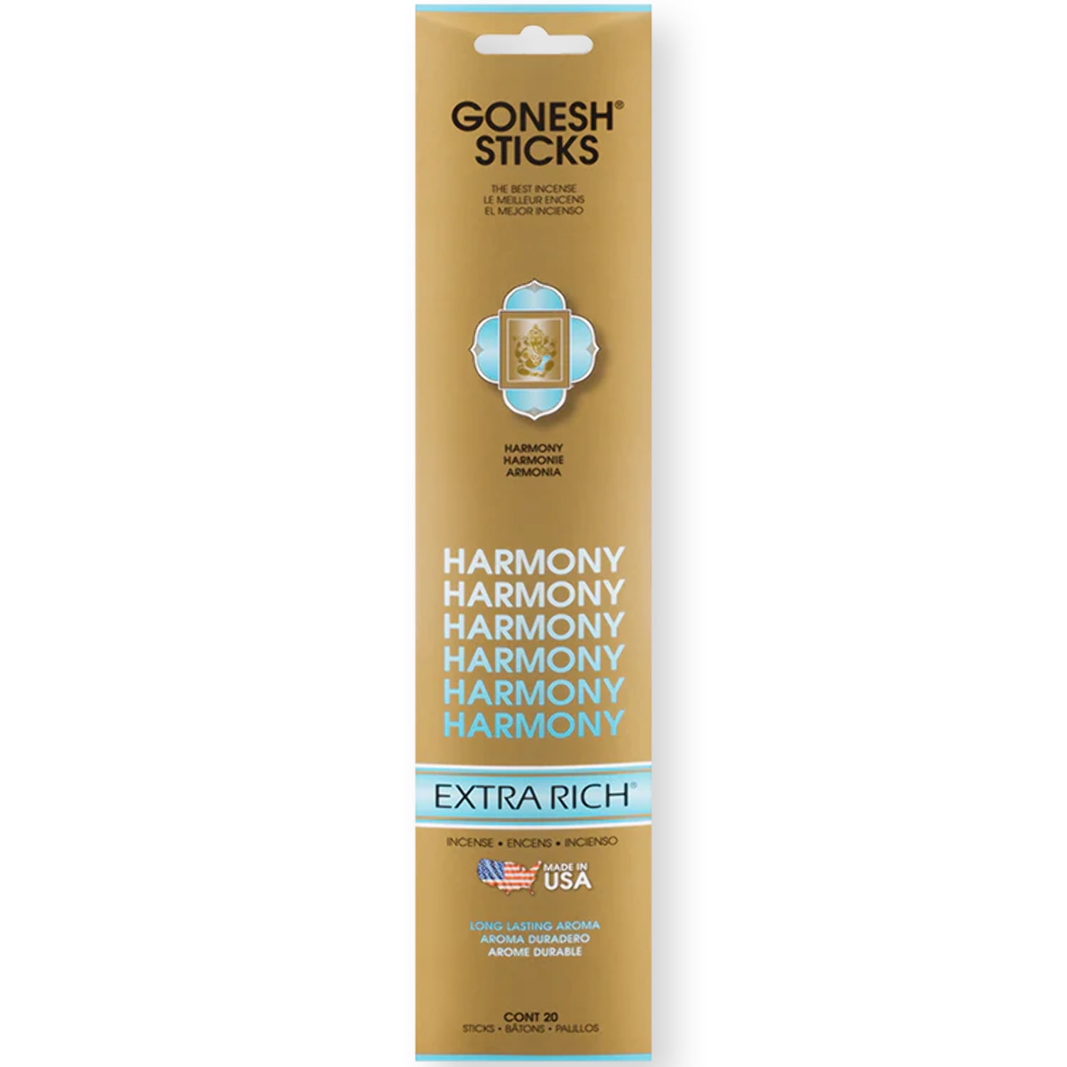 Harmony, Gonesh Stick Incense, 20 Stick Package