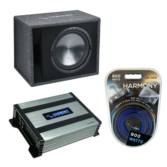 Harmony HA-RS12 Car Stereo Rhythm Loaded 12" Vented 600W Sub Box & HA-A400.1