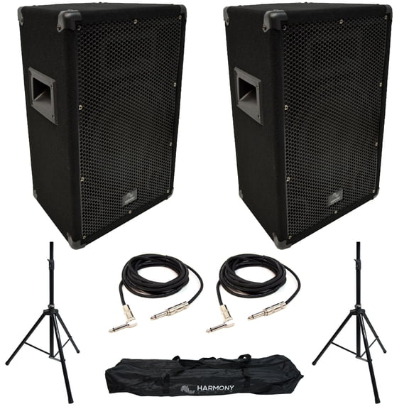 Harmony Master Audio Cables PA System with Tripod Speaker Stands